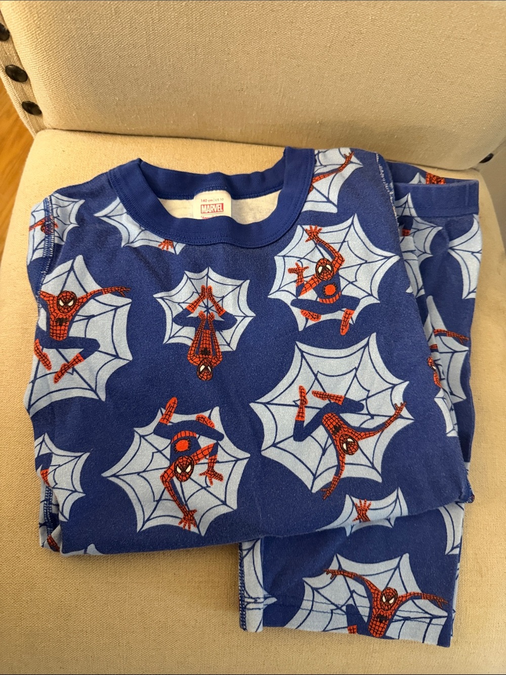 Hanna Andersson Kids Boys Marvel Spider Man Pajama Set Blue Red Size 10 (140)
